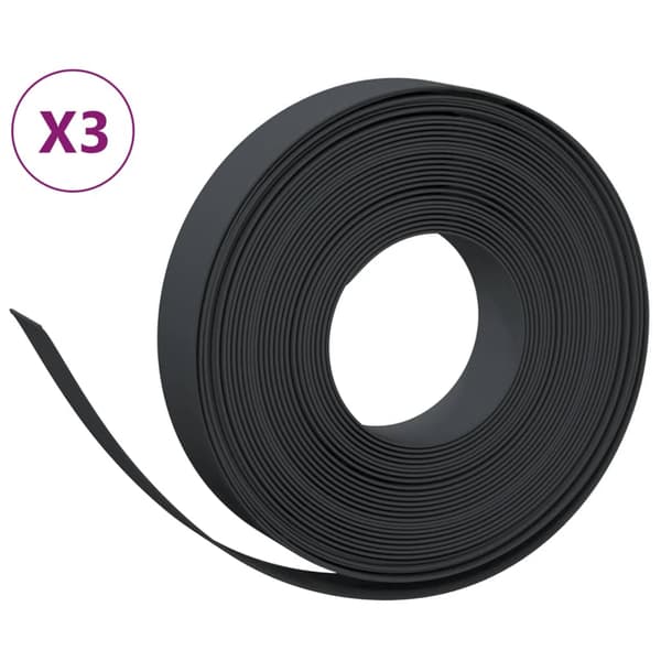 vidaXL havekant, 3 stk., sort, 10 m, 10 cm, polyethylen