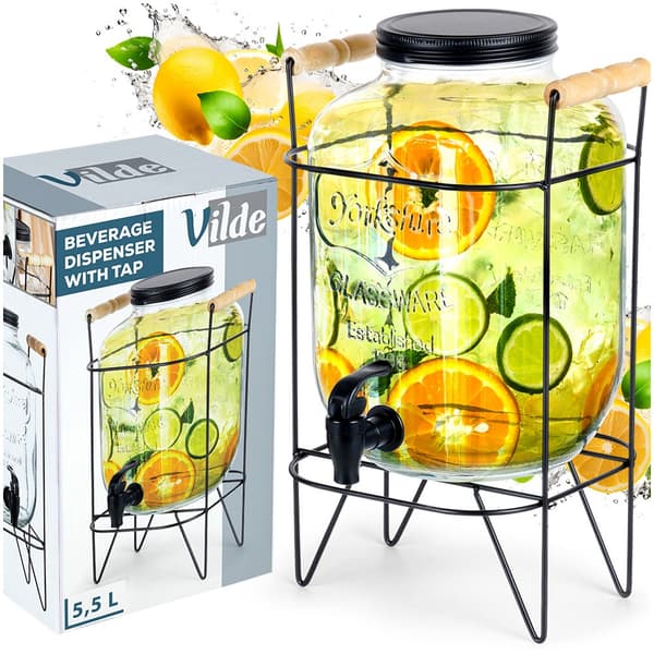 Drikkebeholder med hane og sort stativ 5,5 liter