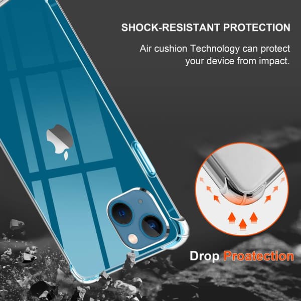 ETUI TIL APPLE IPHONE 13 TRANSPARENT 3X HÆRDET GLAS HOLDBART