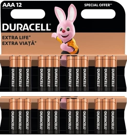 Duracell Extra Life LR3 AAA -alkaliparisto 24 kpl.