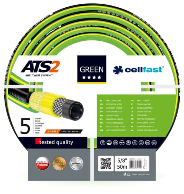 CELLFAST TRÄDGÅRDSSLANG GRÖN ATS2 STORLEK: 5 8" LÄNGD: 50m