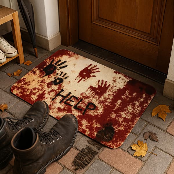 Dekorativ Halloween Dørmåtte Horror HELP 40x60cm