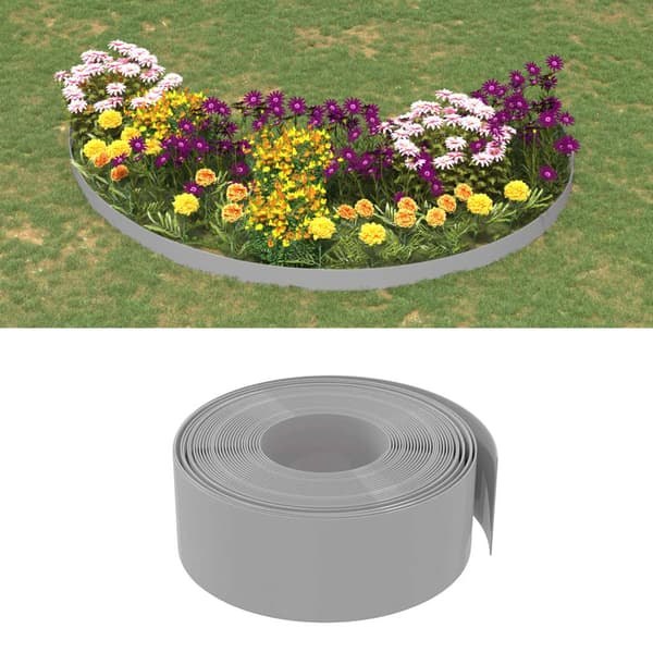 vidaXL Puutarhan reunus, 3 kpl, harmaa, 10 m, 20 cm, polyeteeni