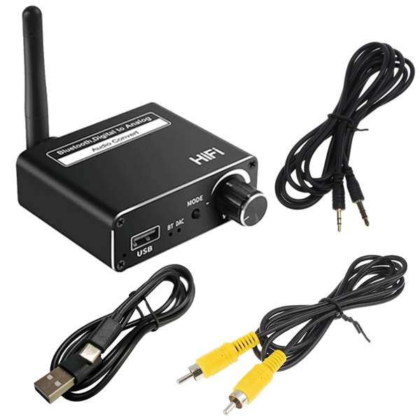 Lydkonverter med Coaxial Toslink Bluetooth USB til AUX DAC HiFi Adapter