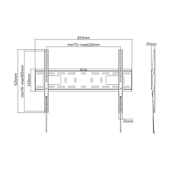 Cabletech TV-teline 37"-70" kiinteä 50kg vesivaaka