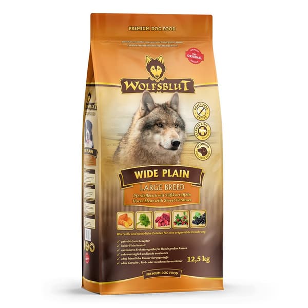 Wolfsblut Wide Plain Stort Torrfoder för Hundar 12,5 kg med Hästkött