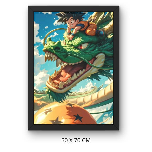 Måla efter nummer-bild med ram Dragon Ball i molnen 50x70 cm