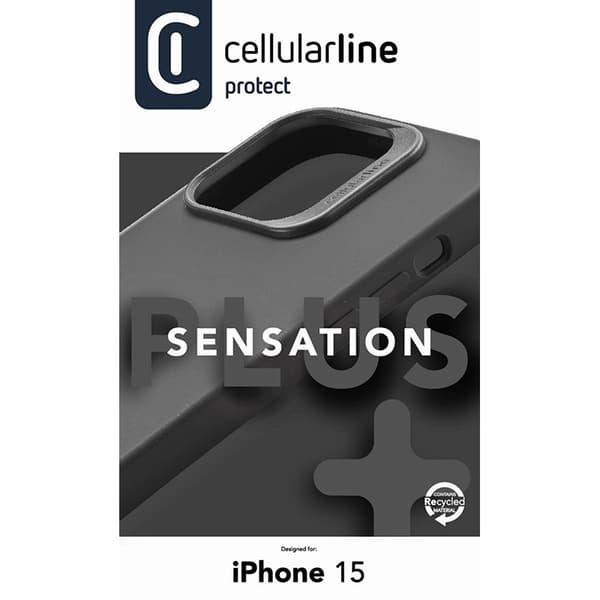 Cellularline Sensation Plus - iPhone 15 cover med MICROBAN-belægning (sort)