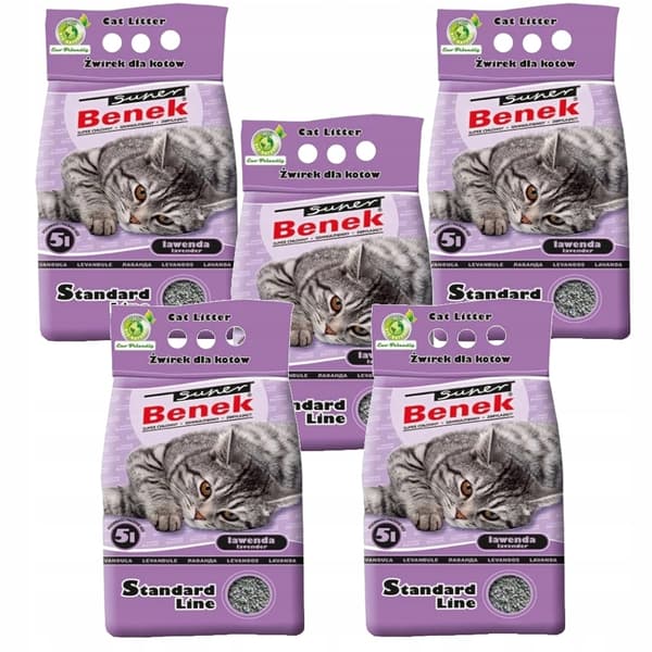 Super Benek Standard Lavendel Kattegrus 5x5l
