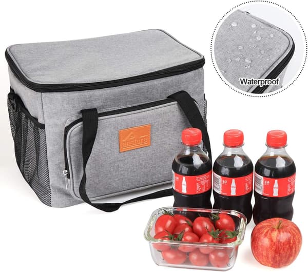 Termisk kylväska för lunchpicknick strandgrå stor kapacitet 15 l