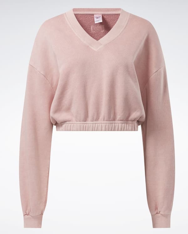 Reebok dame bomuldssweatshirt pink kort L 2AXB2_A* TŁA