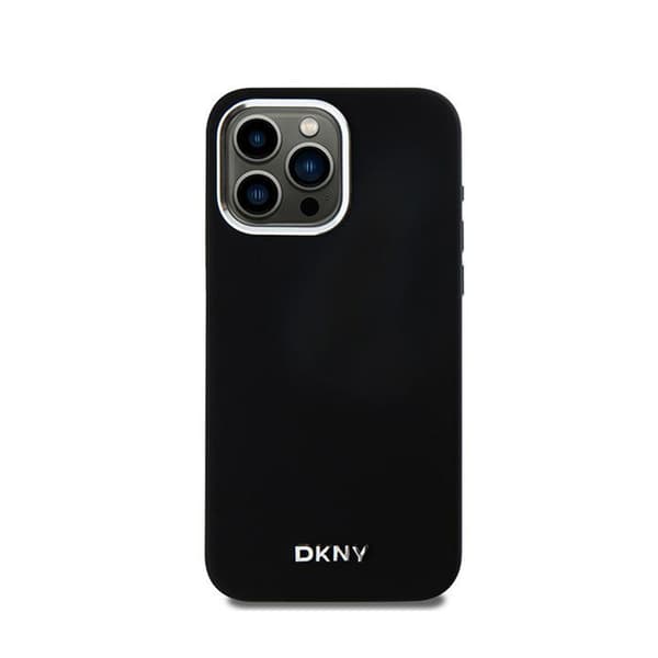 DKNY Flydende Silikone Lille Metal Logo MagSafe - iPhone 15 Pro Max Etui (Sort)