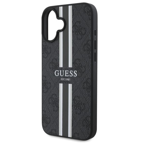 Guess GUHMP16SP4RPSK iPhone 16 6.1 sort/sort hårdt cover 4G trykte striber MagSafe