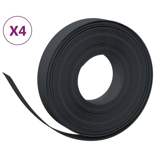 vidaXL Puutarhan reunus, 4 kpl, musta, 10 m, 10 cm, polyeteeni