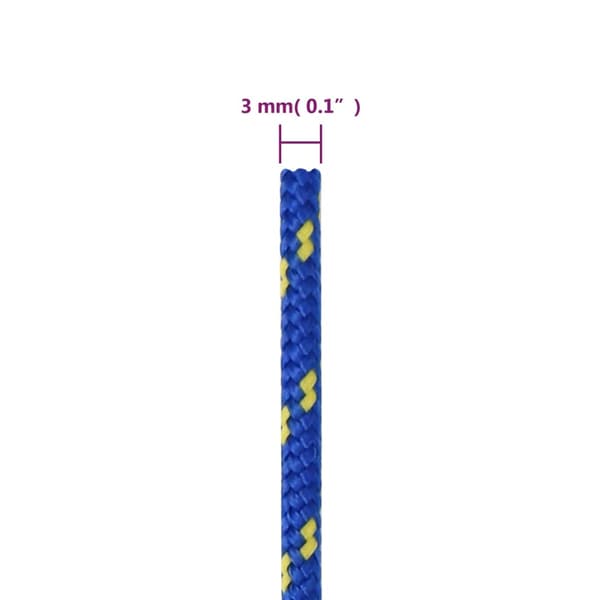 vidaXL sejltov, blå, 3 mm, 25 m, polypropylen