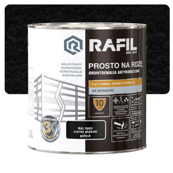 RAFIL MALING RUSTMÅLING SORT GLANS RAL9005 2,5L