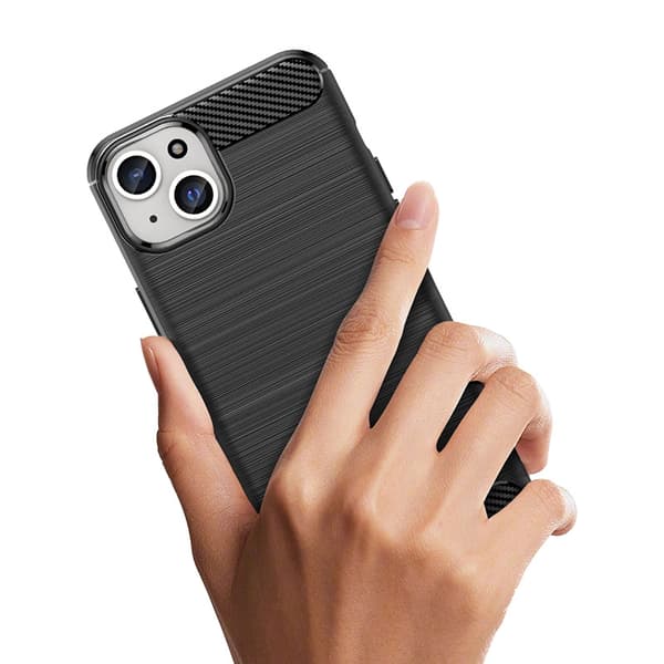 Flexibelt skal med kolfibermönster till iPhone 15 Plus Carbon Case – blå