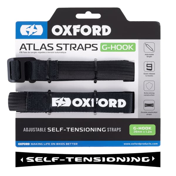 Oxford Atlas G-Hook Cargo Strap 26 mm 1,2 m musta