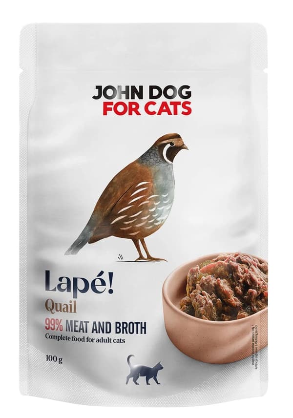 John Dog för katter | Lape | Monoprotein våtfoder för katter - Vaktel 100g