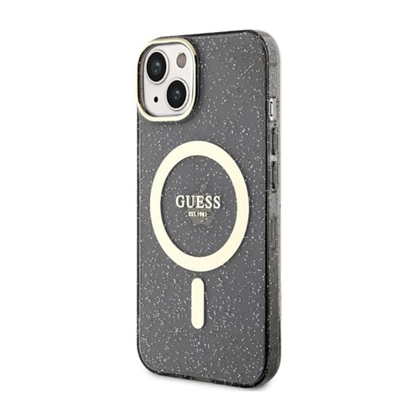 Guess Glitter Gold MagSafe - iPhone 14 Plus cover (sort)