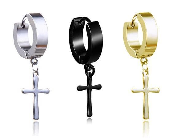 HUGGIE ørering, dekorativt sølvkors - KH-005