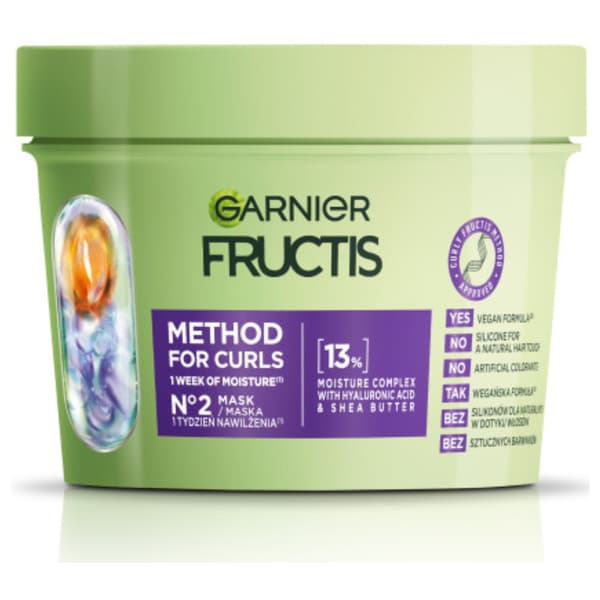 Garnier Fructis fugtighedsmaske til krøllet hår, krøller, metode 370 ml