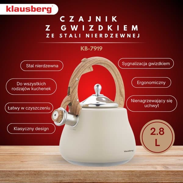 STÅLKEDEL MED FLØJTE 2,8L KLAUSBERG KB-7919