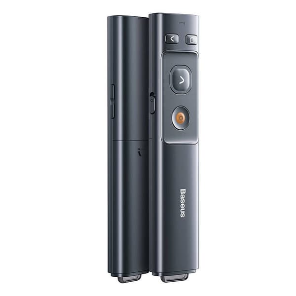 Baseus Orange Dot Multifunktionel Præsentationsfjernbetjening med Laserpointer, Batterifri (Grå)
