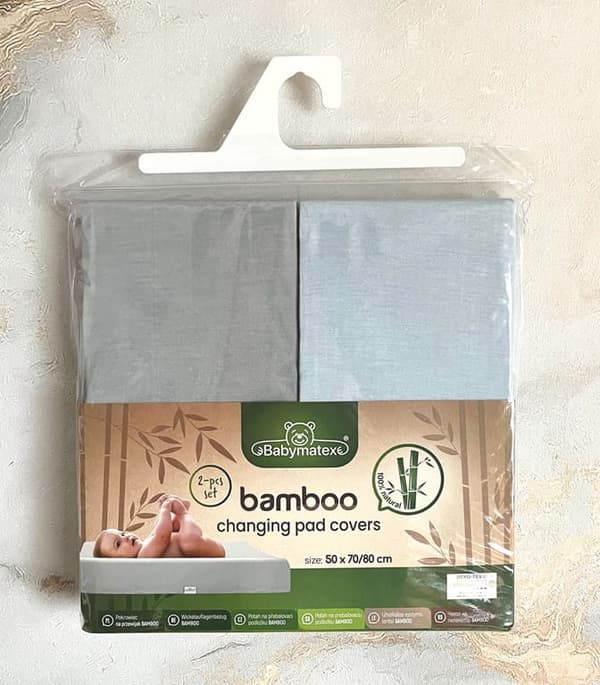 BAMBOO Puslebordsbetræk 2-pak 50x70/80 Lyseblå