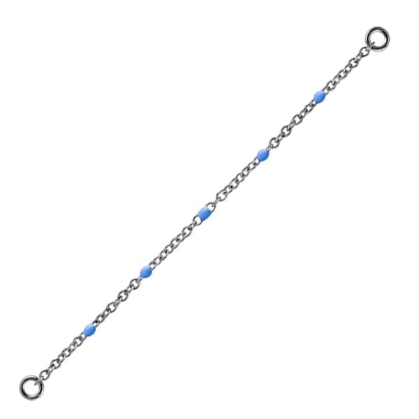 Kedja - blå pärlor - silver - D-023 30 mm