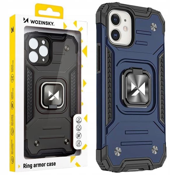 Wozinsky Ring Armor iPhone 14 cover armeret cover magnetisk holder ring sølv