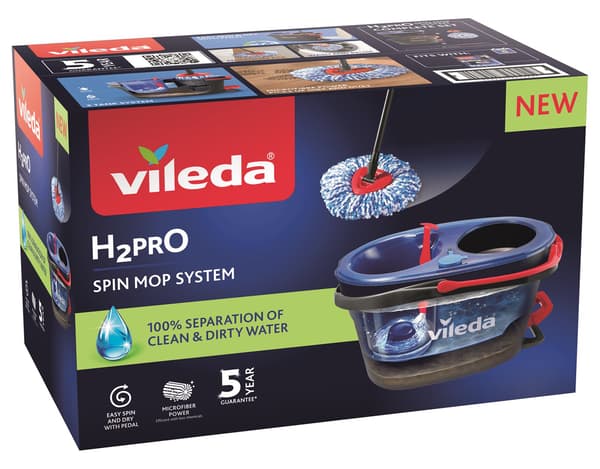 Vileda H2prO spinnmopp med teleskophandtag 55-123 cm
