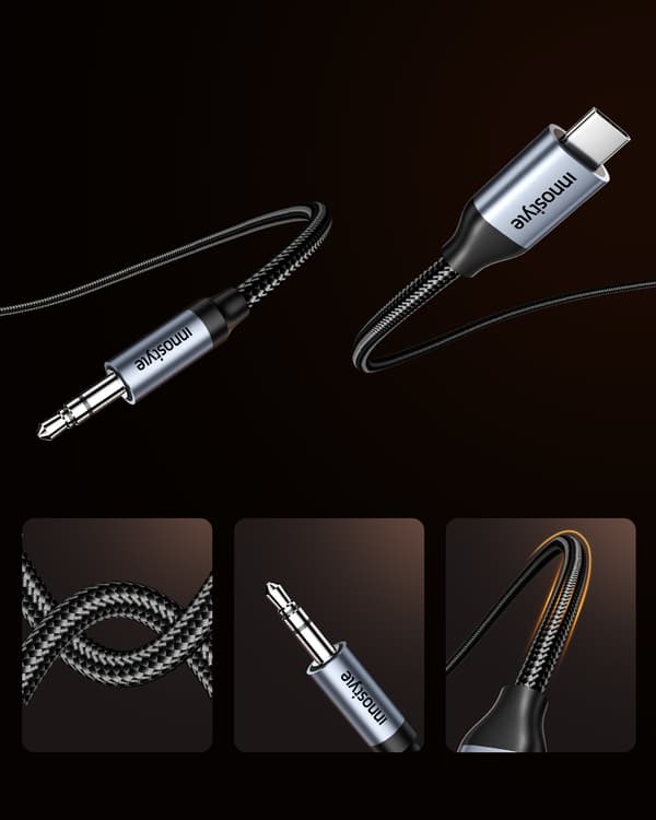 INNOSTYLE USB-C AUX-SOVITIN MINI-JAKKIKAAPELI SAMSUNG DAC -SOVITTIMEEN 1M