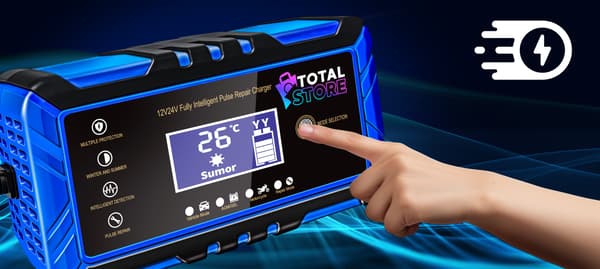 KRAFTFULL AUTOMATISK BILBATTERILADDARE MED REPARATIONSFUNKTION