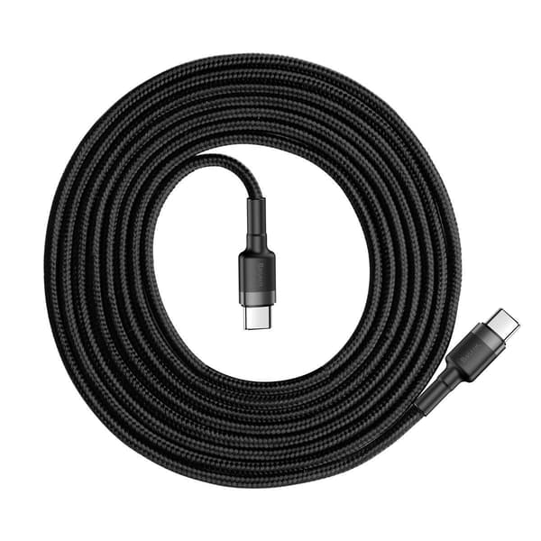 Baseus Cafule PD 2.0, QC 3.0, 60W USB-C - USB-C PD -kaapeli, 2m (musta-harmaa)