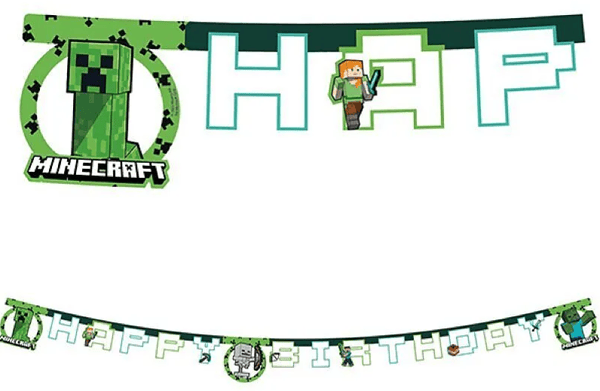 Banner Guirlande MINECRAFT Pixels Spil Fødselsdag