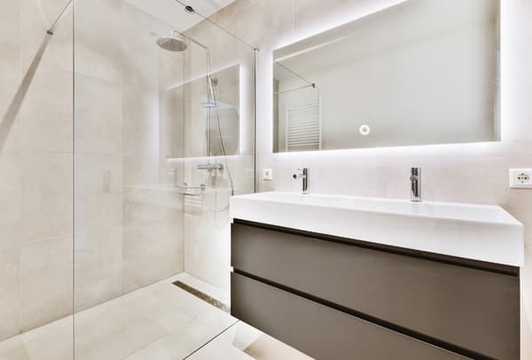 LED-bagbelyst spejl 95x80 vandtæt med touch switch
