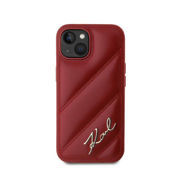 Karl Lagerfeld Diagonal Quilted Script - iPhone 15 / 14 / 13-skal (rött)