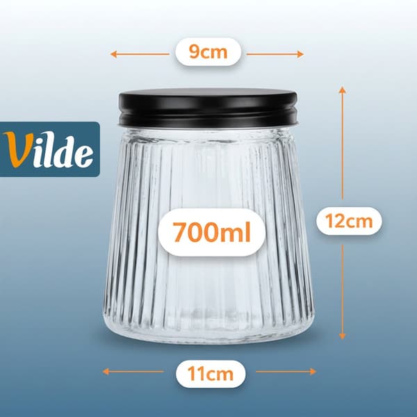 Glaskrukker til tørrevarer med låg 700 ml 3 stk.