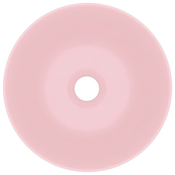 vidaXL badeværelsesvask, keramik, mat pink, rund