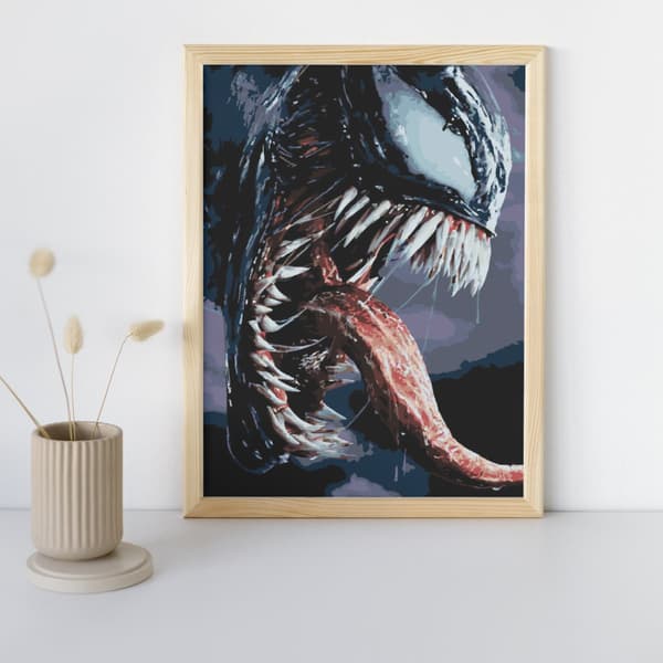 MALING EFTER TAL MED RAMME Malerier til maleri - Venom Marvel 40x50 cm