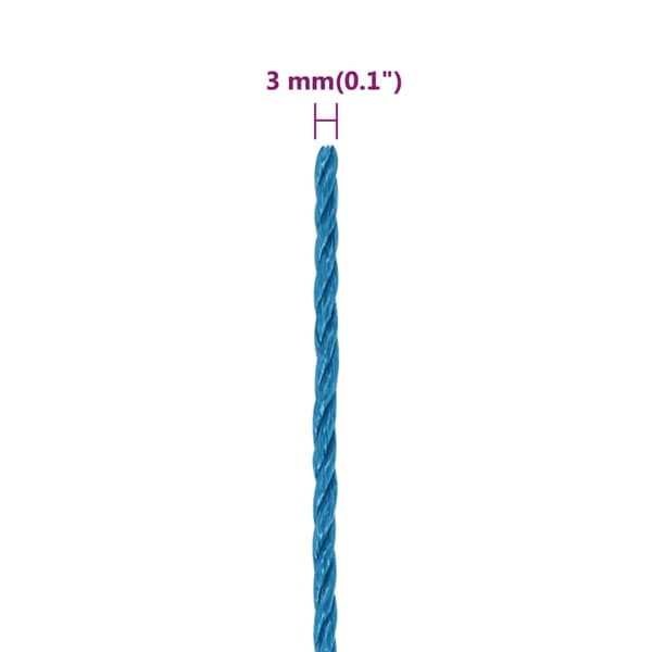 vidaXL Arbetsrep, Blå, 3 mm, 25 m, Polypropylen