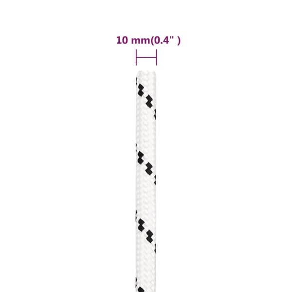 vidaXL arbejdsreb, hvid, 10 mm, 100 m, polyester