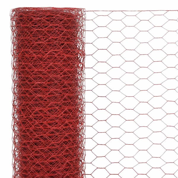 vidaXL stål- og PVC-nethegn 25x1,2 m rødt