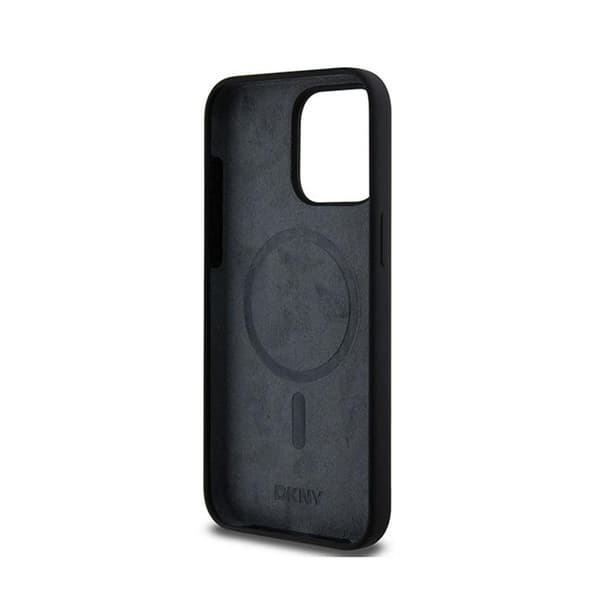 DKNY Liquid Silicone White Printed Logo MagSafe - iPhone 13 Pro Max -kotelo (musta)