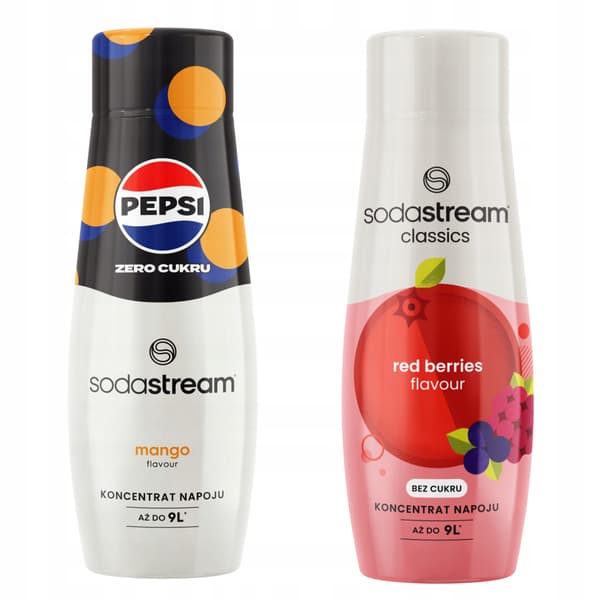 Set med 2 koncentrat och sirap. Sodastream Pepsi MAX Mango + Röda Bär