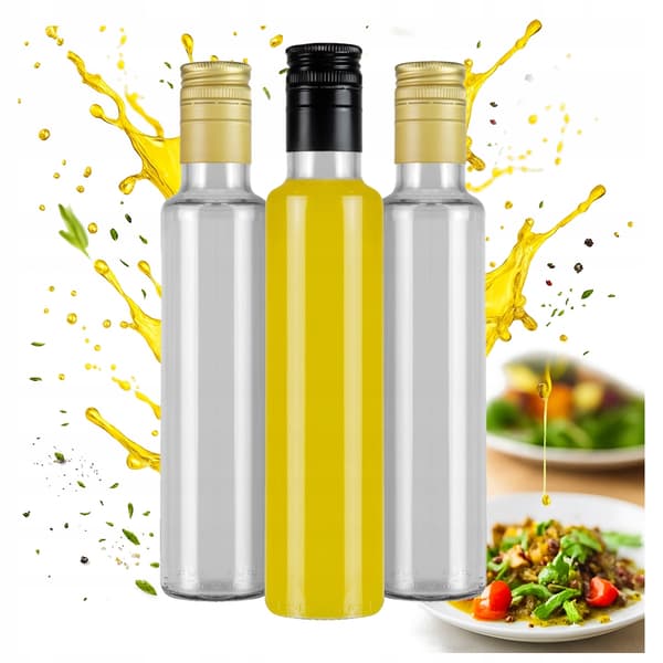 10x Dorica glasflaskor 250ml klarglasflaska för olja och vinäger