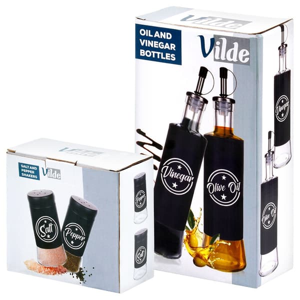 Olie- og eddikeflasker, krydderibeholdere 4 stk.