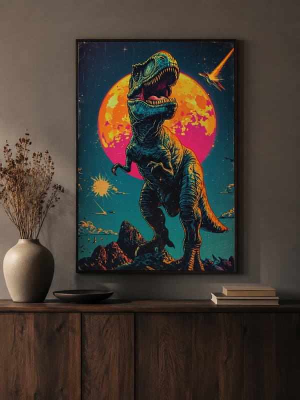 Maleri efter tal med ramme Billeder til maleri - T-Rex æra 40x50 cm