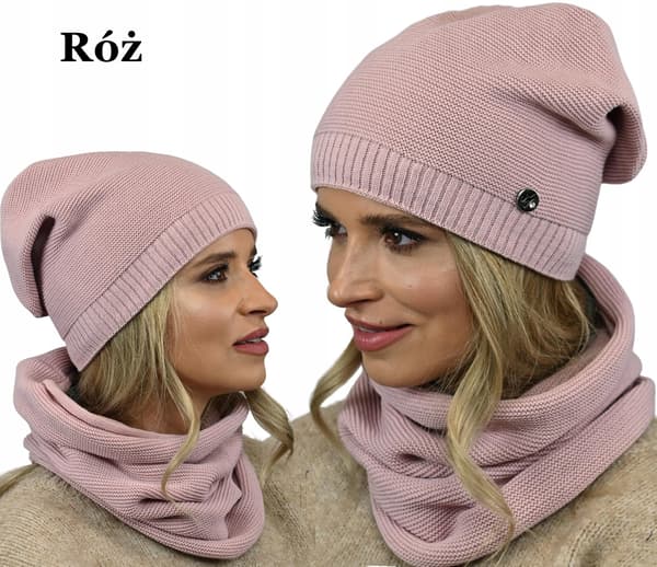Elegant damesæthue med snood pink B1